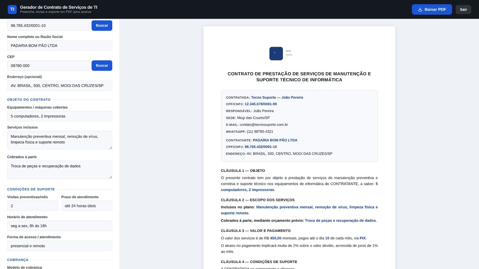 Você digita o CNPJ do cliente