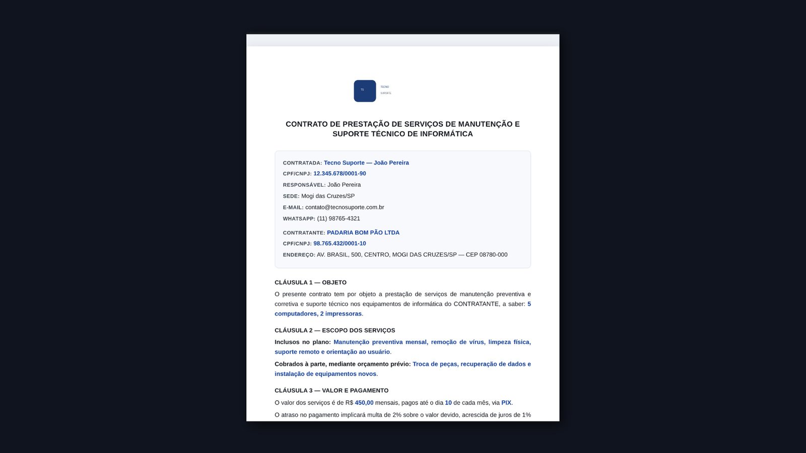 Você baixa o PDF e leva para assinar